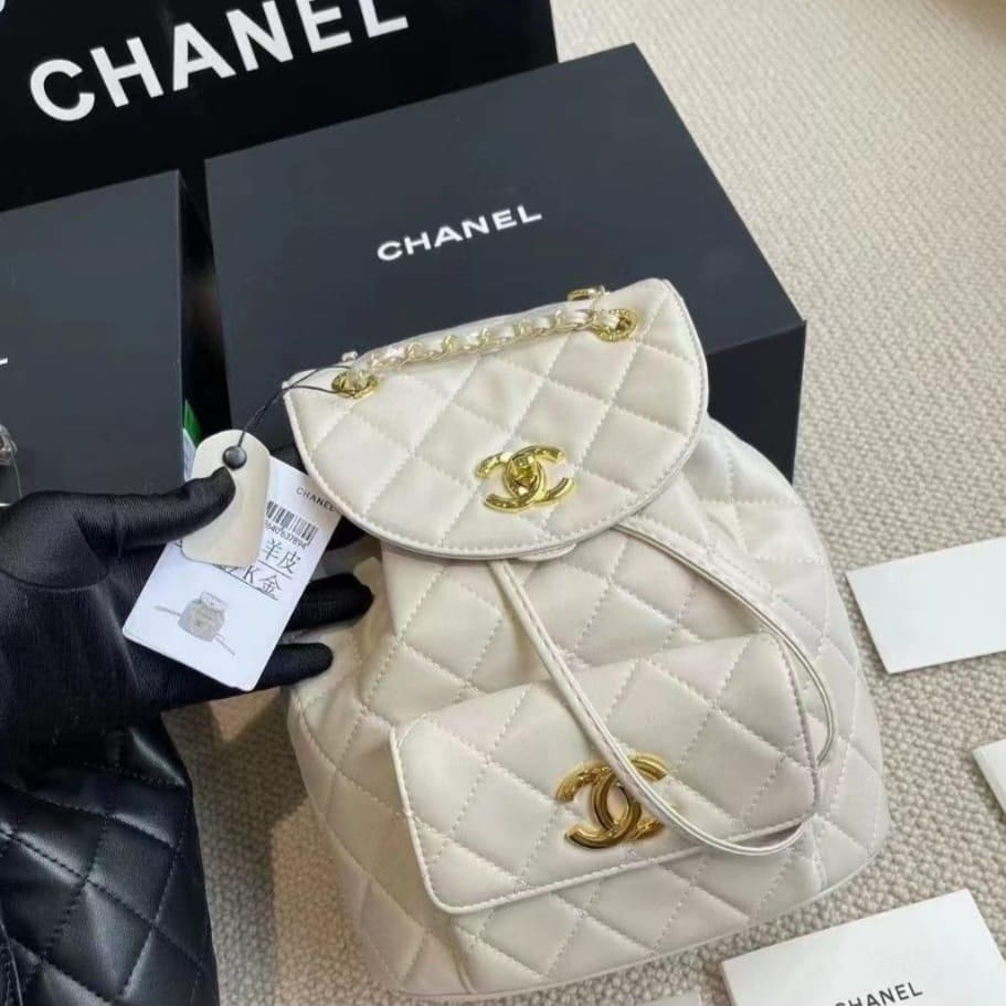 Chanel CC Black Caviar Leather Backpack Bag