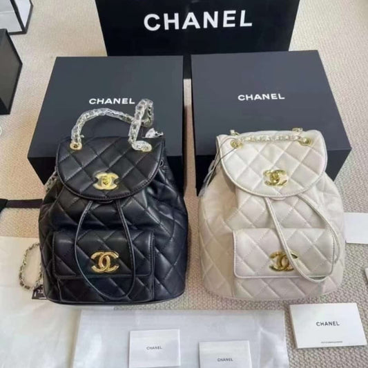 Chanel CC Black Caviar Leather Backpack Bag